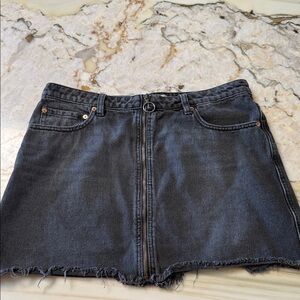Women’s Denim We The Free Black Mini Skirt Size 30 Front Zipper